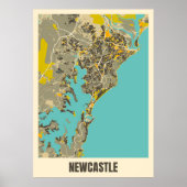 Kaart van Newcastle, Australië Poster (Voorkant)