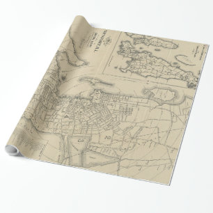 kaart van Newport Rhode Island (1901) Cadeaupapier