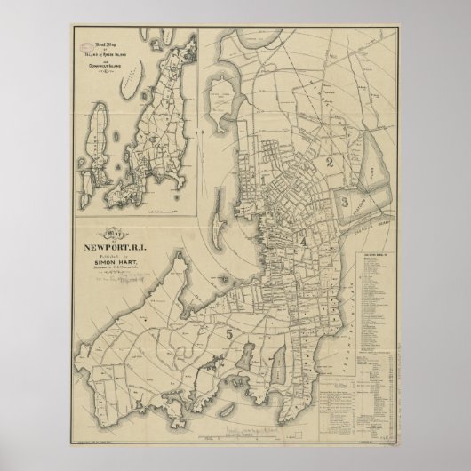 kaart van Newport Rhode Island (1901) Poster (Voorkant)