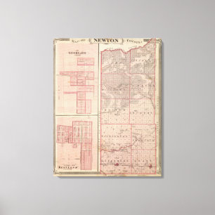 Kaart van Newton County met Goodland en Kentland Canvas Afdruk