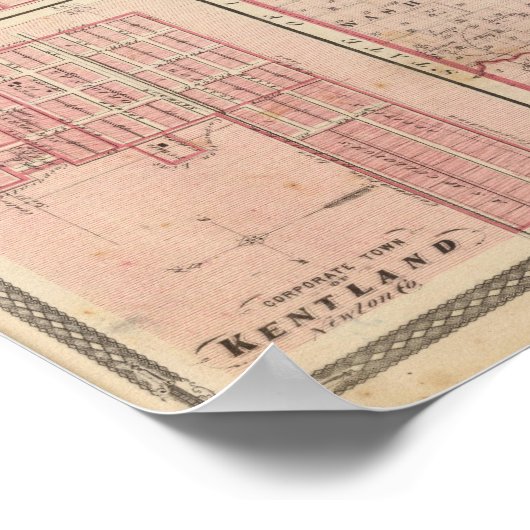 Kaart van Newton County met Goodland en Kentland Poster (Hoek)