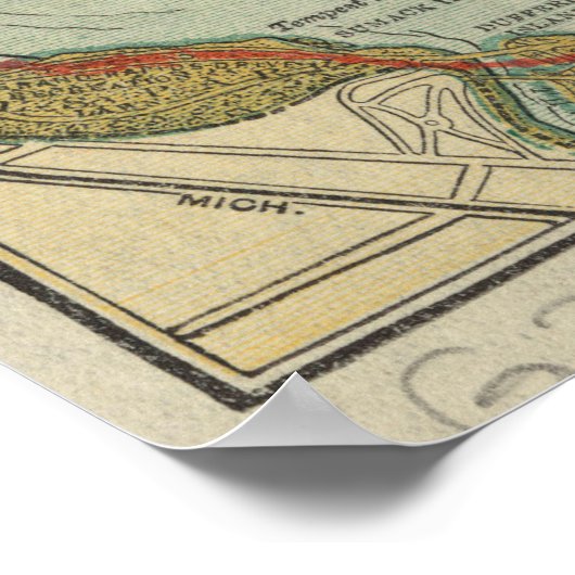  kaart van Niagara Herfsten NY (1893) Poster (Hoek)