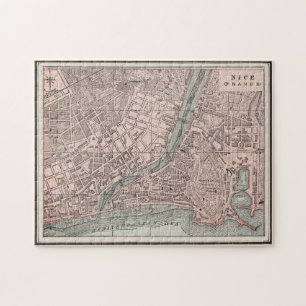  kaart van Nice Frankrijk (1901) Legpuzzel