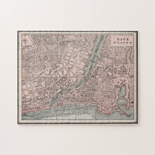 kaart van Nice Frankrijk (1901) Legpuzzel (Horizontaal)