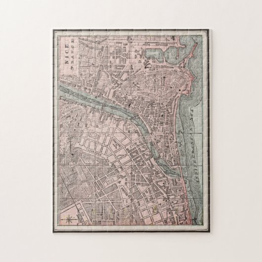 kaart van Nice Frankrijk (1901) Legpuzzel (Verticaal)