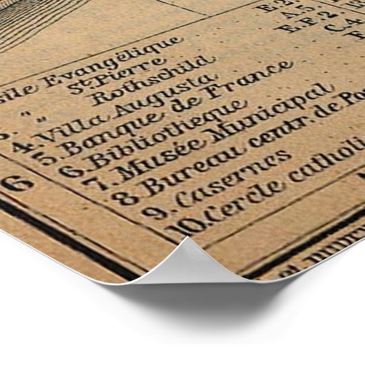 kaart van Nice Frankrijk (1914) Poster (Hoek)