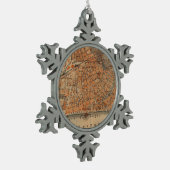  kaart van Nice Frankrijk (1914) Tin Sneeuwvlok Ornament (Links)