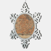  kaart van Nice Frankrijk (1914) Tin Sneeuwvlok Ornament (Rechts)