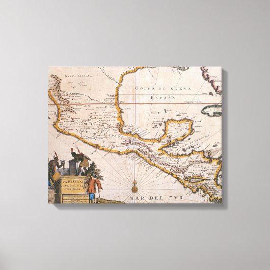 Kaart van Nieuw-Spanje |New Galicia & Guatemala, 1 Canvas Afdruk (Voorkant)