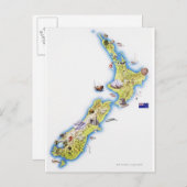 Kaart van Nieuw-Zeeland (Voorkant / Achterkant)