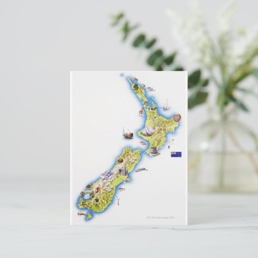 Kaart van Nieuw-Zeeland (Staand voorkant)