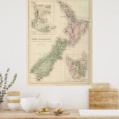 kaart van Nieuw-Zeeland (1854) Poster (Keuken)