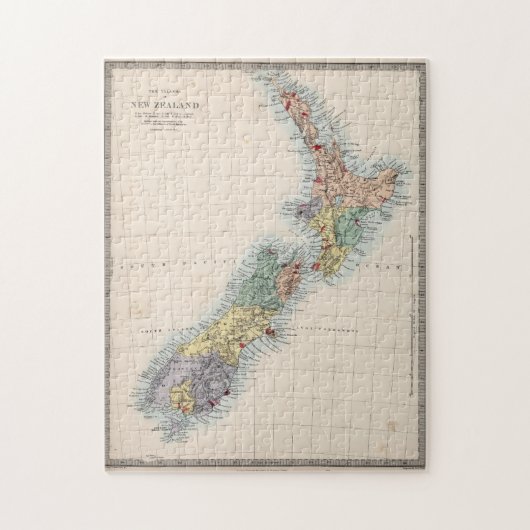  kaart van Nieuw-Zeeland (1865) Legpuzzel (Verticaal)