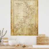  kaart van Nieuw-Zeeland c1879 Archiefprint Poster (Keuken)