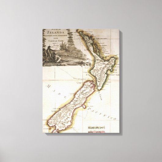 Kaart van Nieuw-Zeeland Canvas Afdruk (Voorkant)
