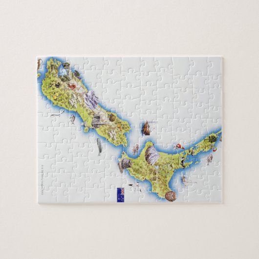 Kaart van Nieuw-Zeeland Legpuzzel (Horizontaal)