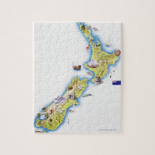 Kaart van Nieuw-Zeeland Legpuzzel