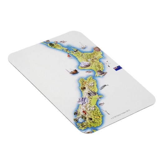 Kaart van Nieuw-Zeeland Magneet (Rechterzijde)