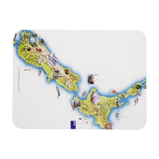 Kaart van Nieuw-Zeeland Magneet (Horizontaal)