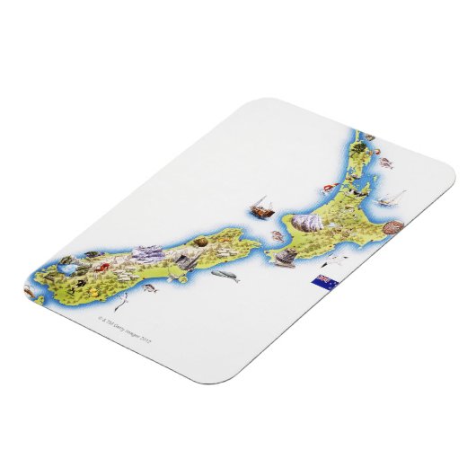 Kaart van Nieuw-Zeeland Magneet (Linkerzijde)