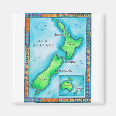 Kaart van Nieuw-Zeeland Magneet (Voorkant)