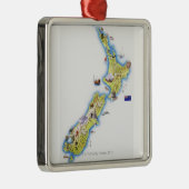 Kaart van Nieuw-Zeeland Metalen Ornament (Rechts)