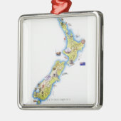 Kaart van Nieuw-Zeeland Metalen Ornament (Links)