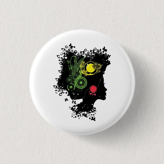 Kaart van Nigeriaanse vrouwelijke haarstaartstijl  Ronde Button 3,2 Cm (Voorkant)