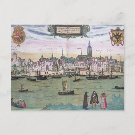 Kaart van Nijmegen, van "Civitates Orbis Terrarum" (Voorkant)