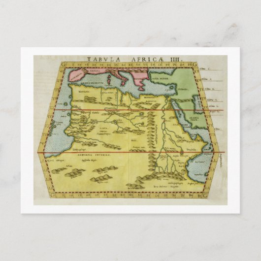 Kaart van Noord-Afrika, c.1580s (gekleurde graveri (Voorkant)