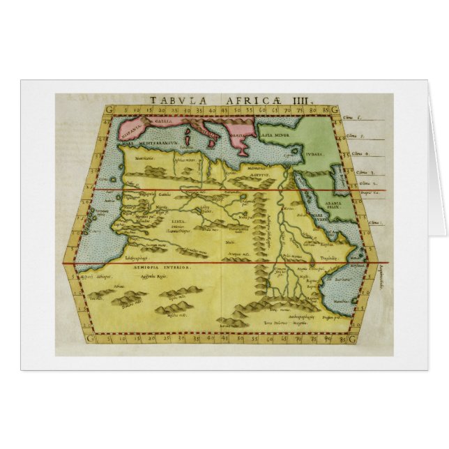 Kaart van Noord-Afrika, c.1580s (gekleurde graveri (Voorkant Horizontaal)
