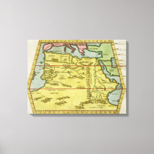 Kaart van Noord-Afrika, c.1580s (gekleurde graveri Canvas Afdruk