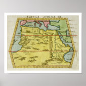 Kaart van Noord-Afrika, c.1580s (gekleurde graveri Poster (Voorkant)