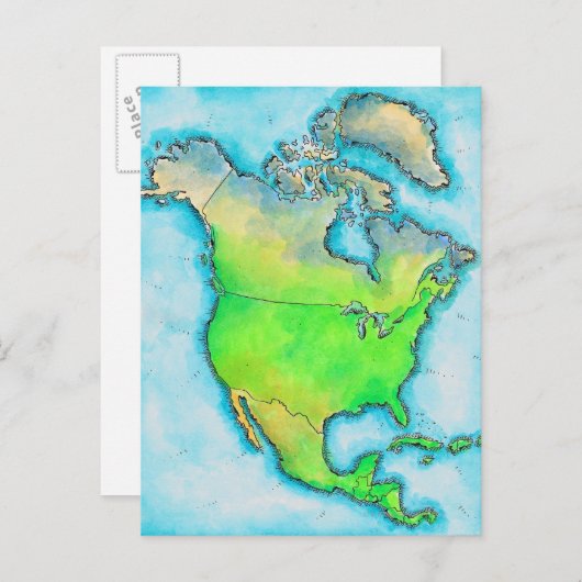 Kaart van Noord-Amerika (Voorkant / Achterkant)