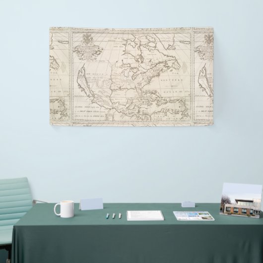  kaart van Noord-Amerika (1719) Spandoek (Beurs)