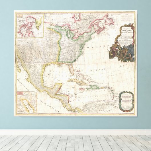 kaart van Noord-Amerika (1794) Canvas Afdruk (Insitu (Houten vloer))