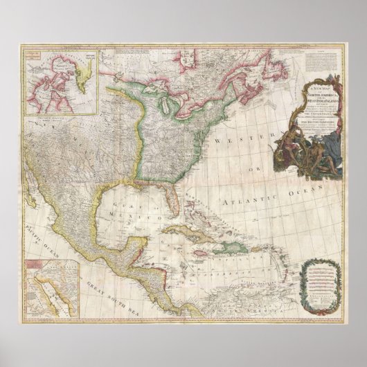 kaart van Noord-Amerika (1794) Poster (Voorkant)