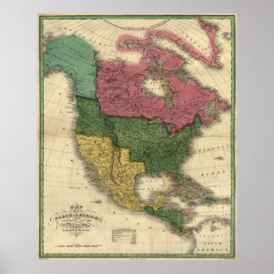 Kaart van Noord-Amerika (1826) Poster
