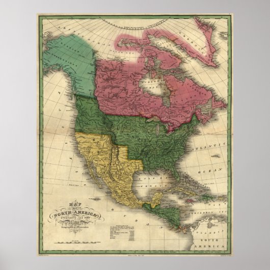 Kaart van Noord-Amerika (1826) Poster (Voorkant)