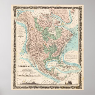 Kaart van Noord-Amerika (1859) Poster