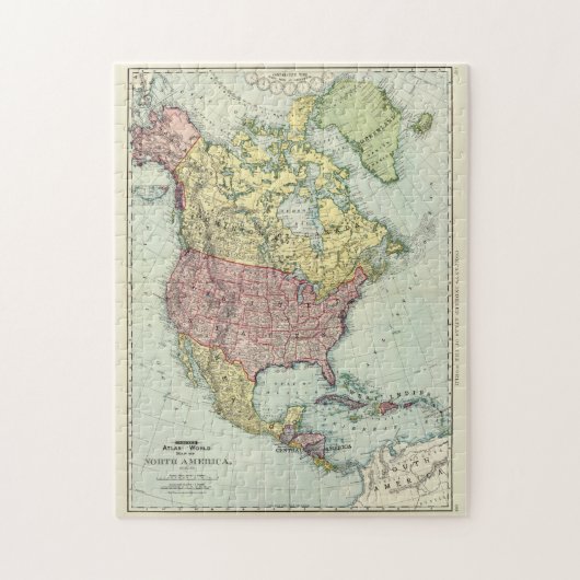  kaart van Noord-Amerika (1897) Legpuzzel (Verticaal)