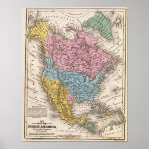Kaart van Noord-Amerika 2 Poster
