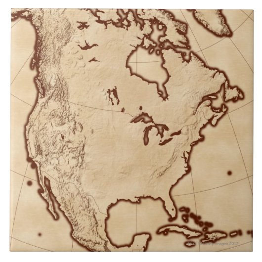 Kaart van Noord-Amerika 2 Tegeltje (Voorkant)