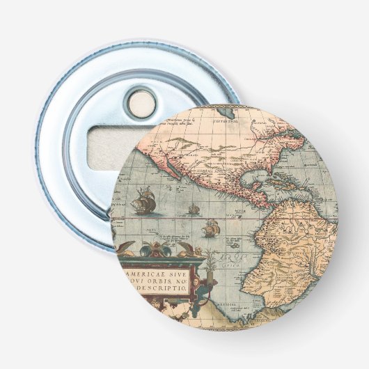  kaart van Noord-Amerika Button Flesopener (Voorkant)