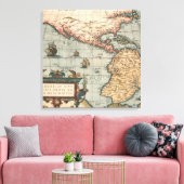 kaart van Noord-Amerika Canvas Afdruk (Insitu (Woonkamer))
