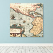 kaart van Noord-Amerika Canvas Afdruk (Insitu (Houten vloer))