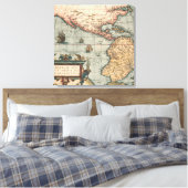 kaart van Noord-Amerika Canvas Afdruk (Insitu (Slaapkamer))