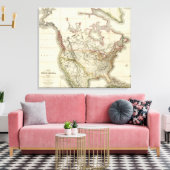 Kaart van Noord-Amerika Canvas Afdruk (Insitu (Woonkamer))