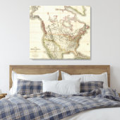 Kaart van Noord-Amerika Canvas Afdruk (Insitu (Slaapkamer))