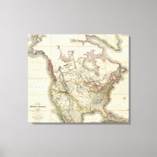 Kaart van Noord-Amerika Canvas Afdruk